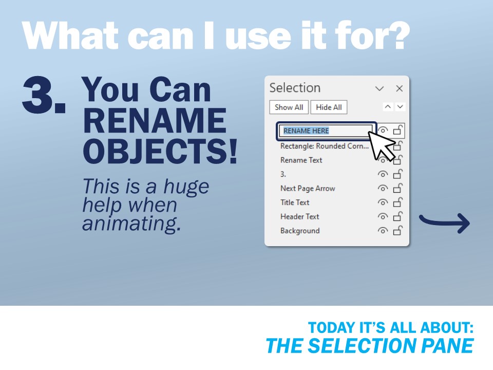 The Selection Pane - You Can Rename Objects!