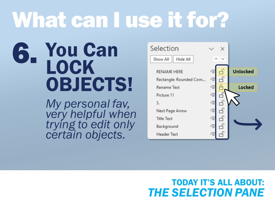 The Selection Pane - You Can LOCK Objects!